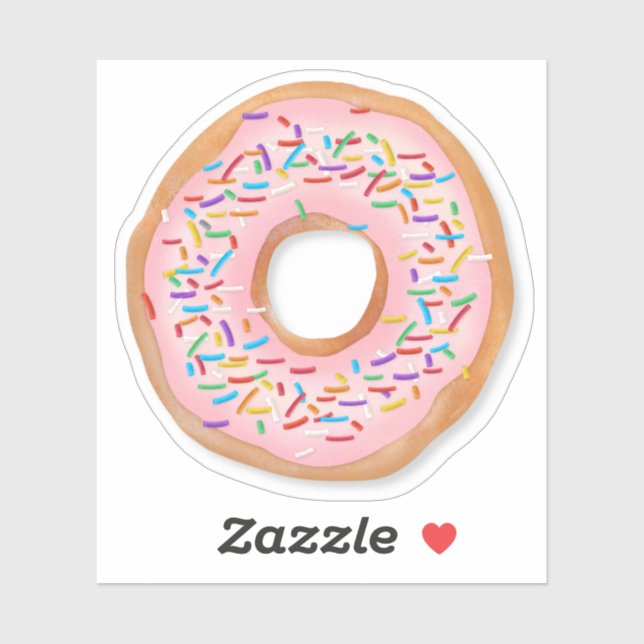 Sticker Donut Pink Frosting Sprinkles Cute | (Feuille)