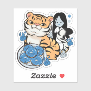 Sticker Donuts Kawaii Tigre et Fantôme Yuki-Onna