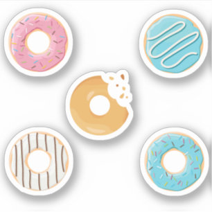 Sticker Donuts rose bleu et bouchées au chocolat 5x assort