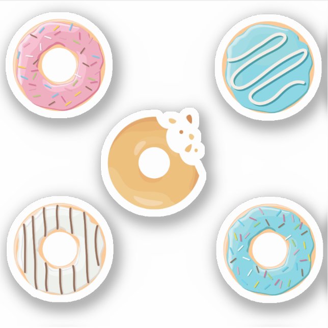 Sticker Donuts rose bleu et bouchées au chocolat 5x assort (Devant)