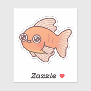 Sticker Doodle de poisson rouge mignon