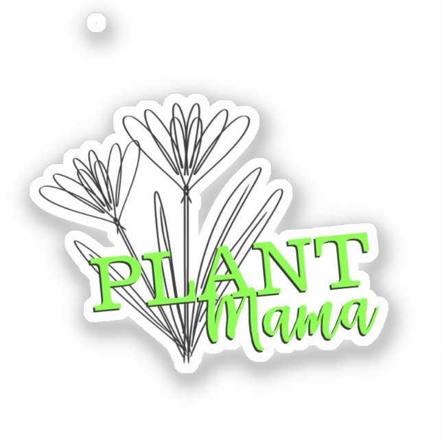 Sticker Doodle floral main tiré Plante Mama Neon (Recto)