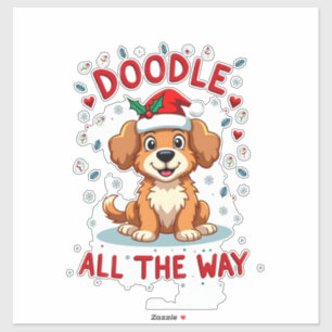 Sticker Doodle tout au long drôle chapeau de Santa Goldend