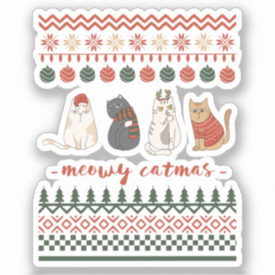 Sticker Doodles de chats mignons pour Noël