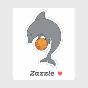 Sticker Dophin comme joueur de basket-ball avec basket-bal