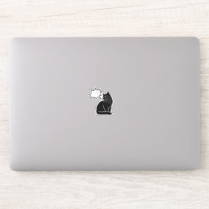 Sticker d'ordinateur portable de chat noir personn