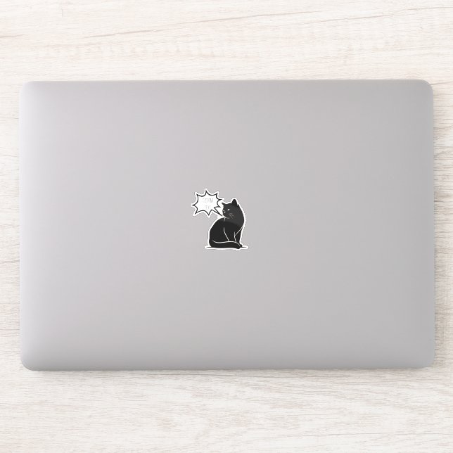 Sticker d'ordinateur portable de chat noir personn (Ordinateur)
