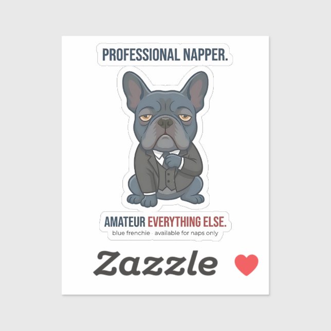 Sticker Dormeuse professionnelle Drôle de bouledogue franç (Feuille)