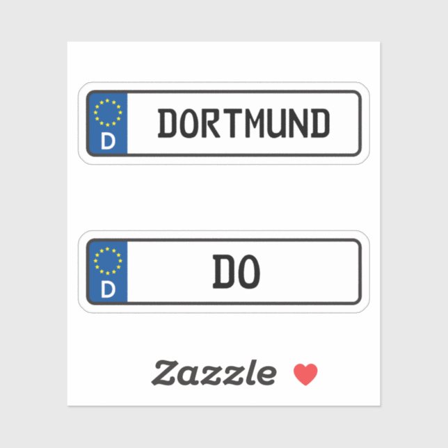 Sticker Dortmund kennzeichen, Plaque allemande d'immatricu (Feuille)