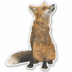 Sticker Double exposition Orange Fox automne