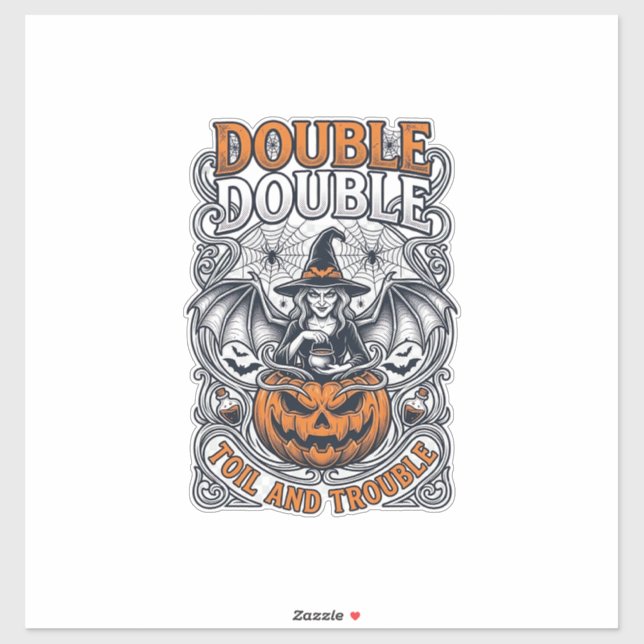 Sticker Double peine Malheur Sorcière Citrouille Halloween (Feuille)