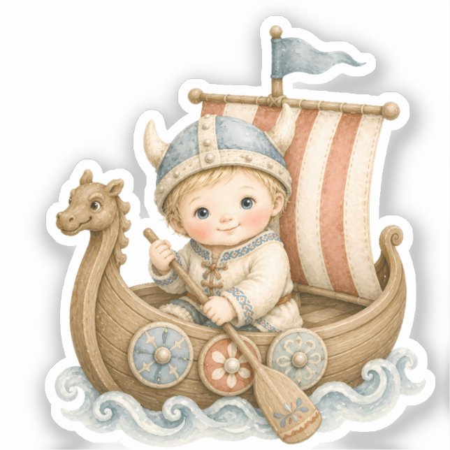 Sticker Douce Baby Shower Petit Viking (Recto)