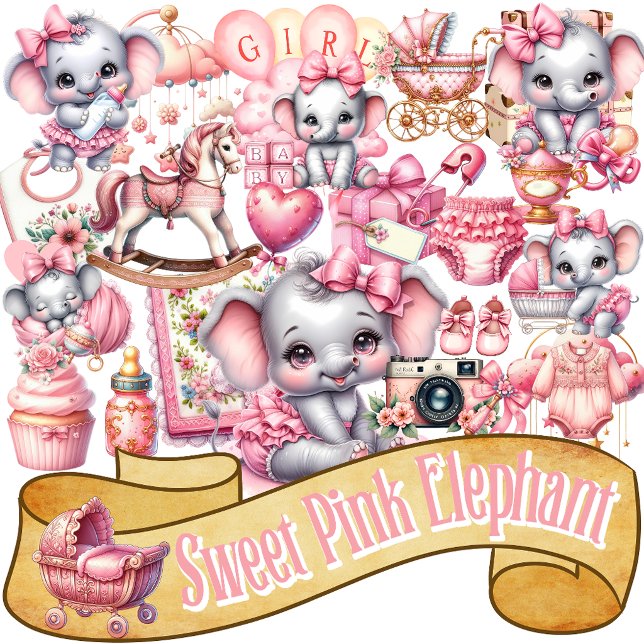 Sticker Douce Éléphant Rose - Sourires de Cacahuète (Créateur téléchargé)