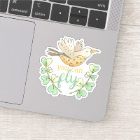 Douce Vous Pouvez Voler Oiseau avec Feuilles Motiv