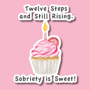 Sticker Doucement sobre : Cupcake avec bougie, pièce de ré