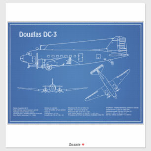 Sticker Douglas DC-3 - Plans de dessin du plan d'avion AD