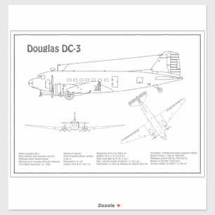 Sticker Douglas DC-3 - Plans de dessin du plan directeur d