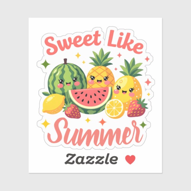 Sticker Doux comme les amis de fruits Kawaii d'été (Feuille)
