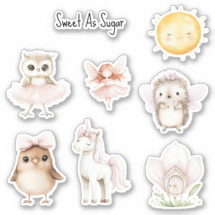 Sticker Doux comme un oiseau hibou licorne hérisson sucré