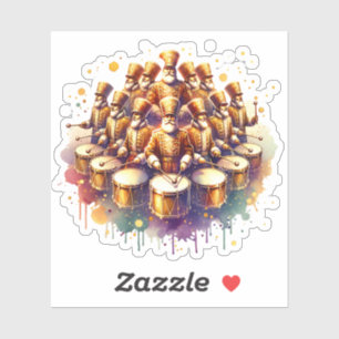 Sticker Douze tambours tambourinant Douze jours de Noël