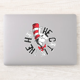Sticker Dr Seuss   Chat dans l'art rond Casquette