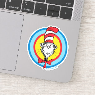 Sticker Dr. Seuss Graphisme de tête de Chat dans le Chap
