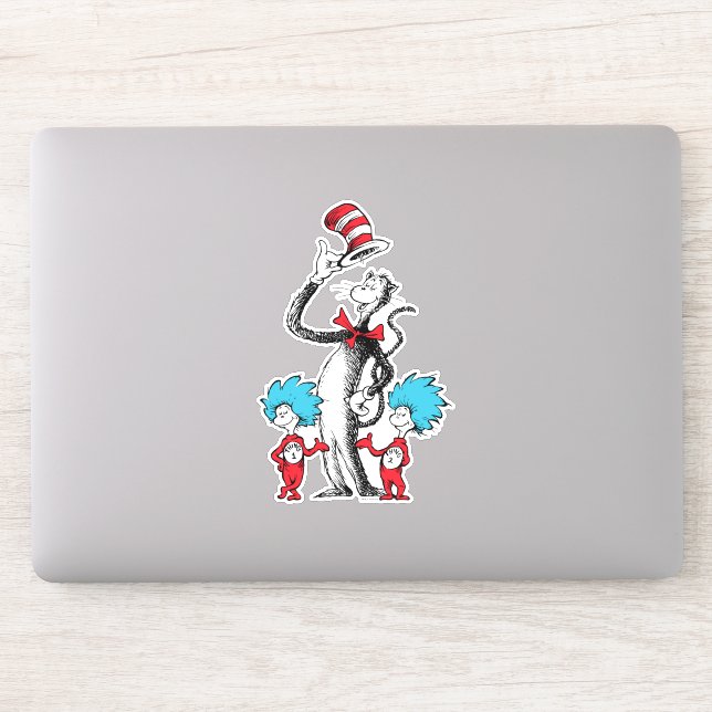 Sticker Dr. Seuss | Le Chat dans le Chapeau, Chose Un et C (Ordinateur)