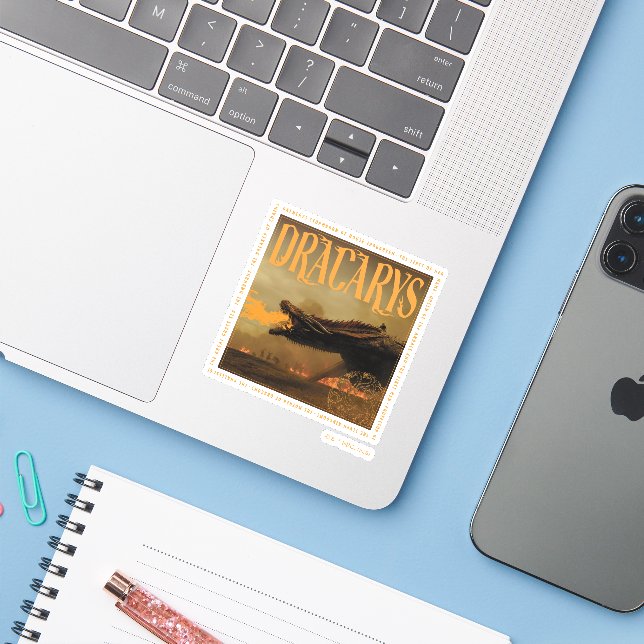 Sticker "Dracarys" Drogon Breathing Fire Graphic (Ordinateur portable avec iPhone)