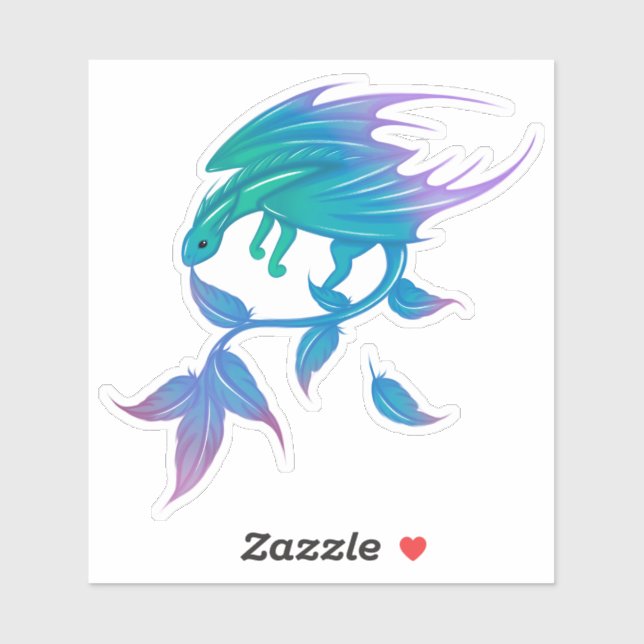 Sticker Dragon à plumes (Feuille)