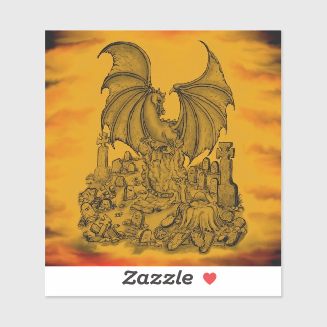 Sticker Dragon avec Zombie (Feuille)