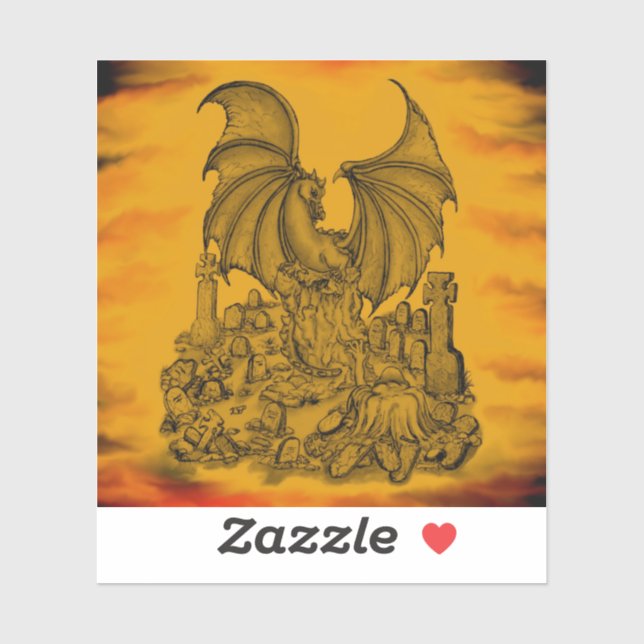 Sticker Dragon avec Zombie (Feuille)