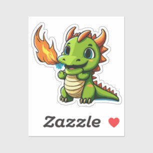 Sticker Dragon Bébé mignon Avec Premier Respiration Feu