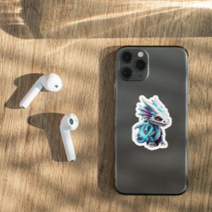 Sticker Dragon blanc bleu mignon