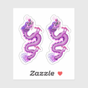 Sticker Dragon chinois rose et violet