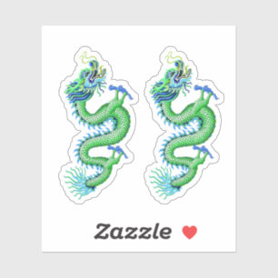 Sticker Dragon chinois vert et bleu
