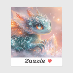 Sticker Dragon de bébé adorable avec Gem de cristal : Art 