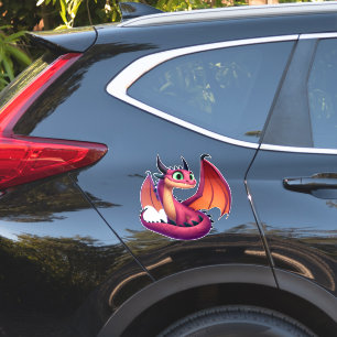 Sticker Dragon de dessin animé mignon violet/rouge