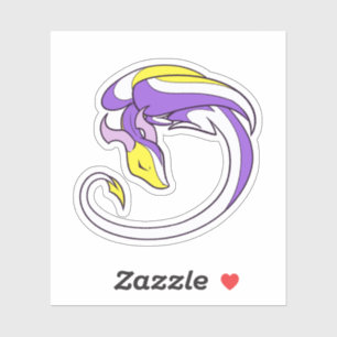Sticker Dragon de fierté non binaire