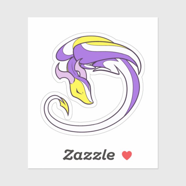 Sticker Dragon de fierté non binaire (Feuille)