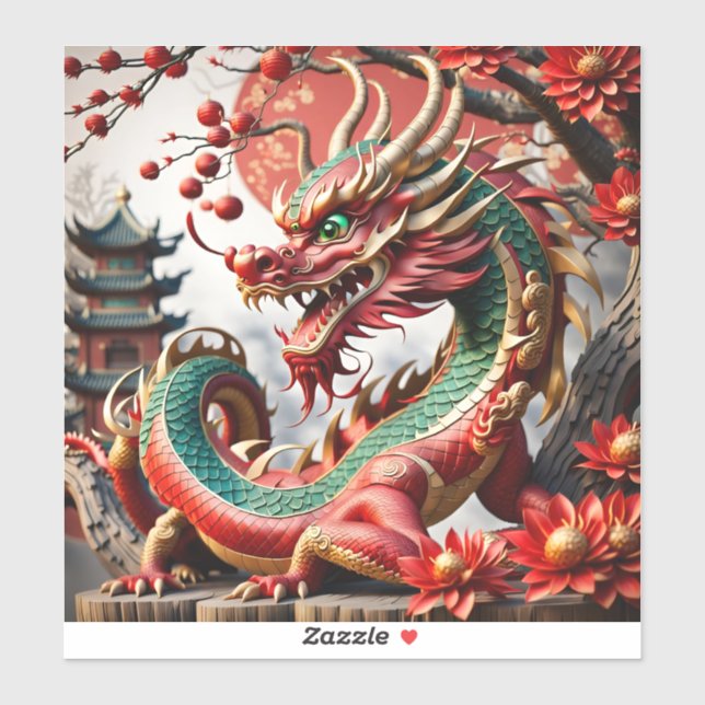 Sticker Dragon de Nouvel An Chinois 2024 VST02 (Feuille)