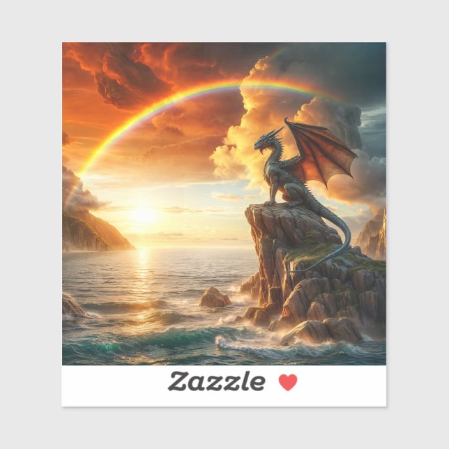 Sticker Dragon face à la mer (Feuille)