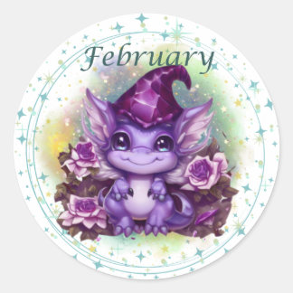 Sticker Dragon Février Amethyst Birthstone