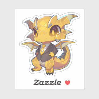 Sticker Dragon Jaune en costume