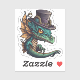 Sticker Dragon malveillant dans un chapeau supérieur