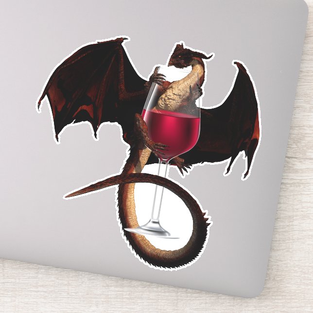 Sticker Dragon rouge Vin amoureux (Détail)