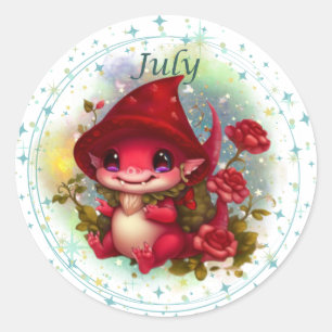 Sticker Dragon Ruby Juillet Birthstone