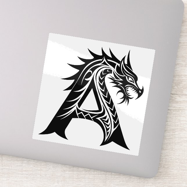 Sticker Dragon Styled Letter A, Dragon Alphabet, Monogram (Détail)