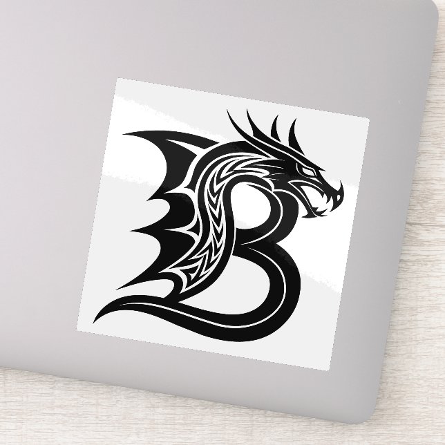 Sticker Dragon Styled Letter B, Dragon Alphabet, Monogram (Détail)