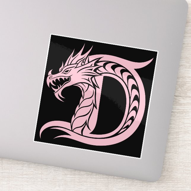 Sticker Dragon Styled Letter D, Dragon Alphabet, Monogram (Détail)