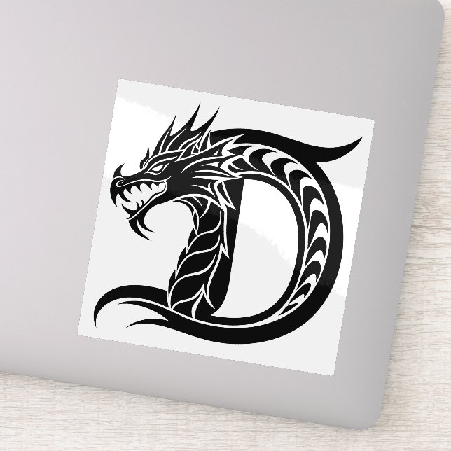 Sticker Dragon Styled Letter D, Dragon Alphabet, Monogram (Détail)